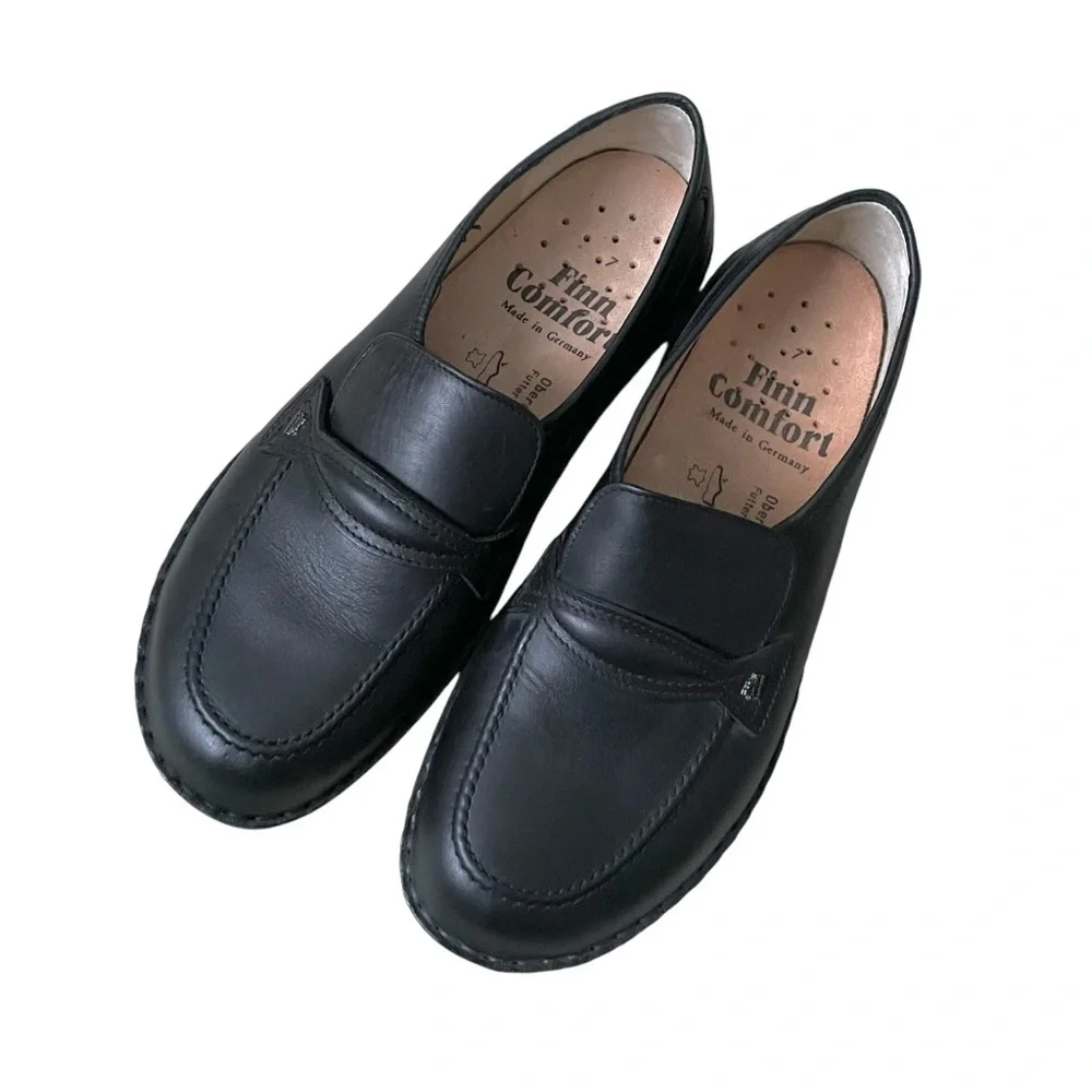 FINN COMFORT Germany Men’s Toledo Black Leather Slip-on City Shoes 8